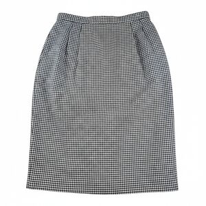 Vintage Wool Blend Houndstooth Pencil Skirt Lined 10 Classic Academia Career